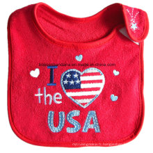 OEM Produce design personnalisé Double couches Cotton Terry Red Broidered Baby Bibs